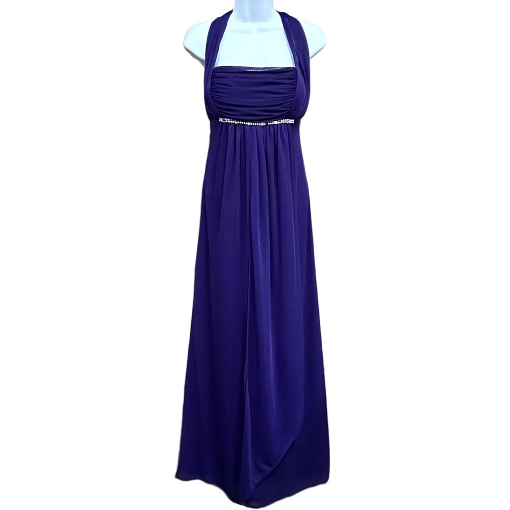 Purple formal gown Size 12Petite gathered crystal bodice wedding mother Bride